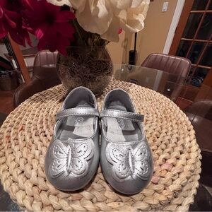 Teeny Toes Metallic Baby Dress Shoes with Butterfly Accent